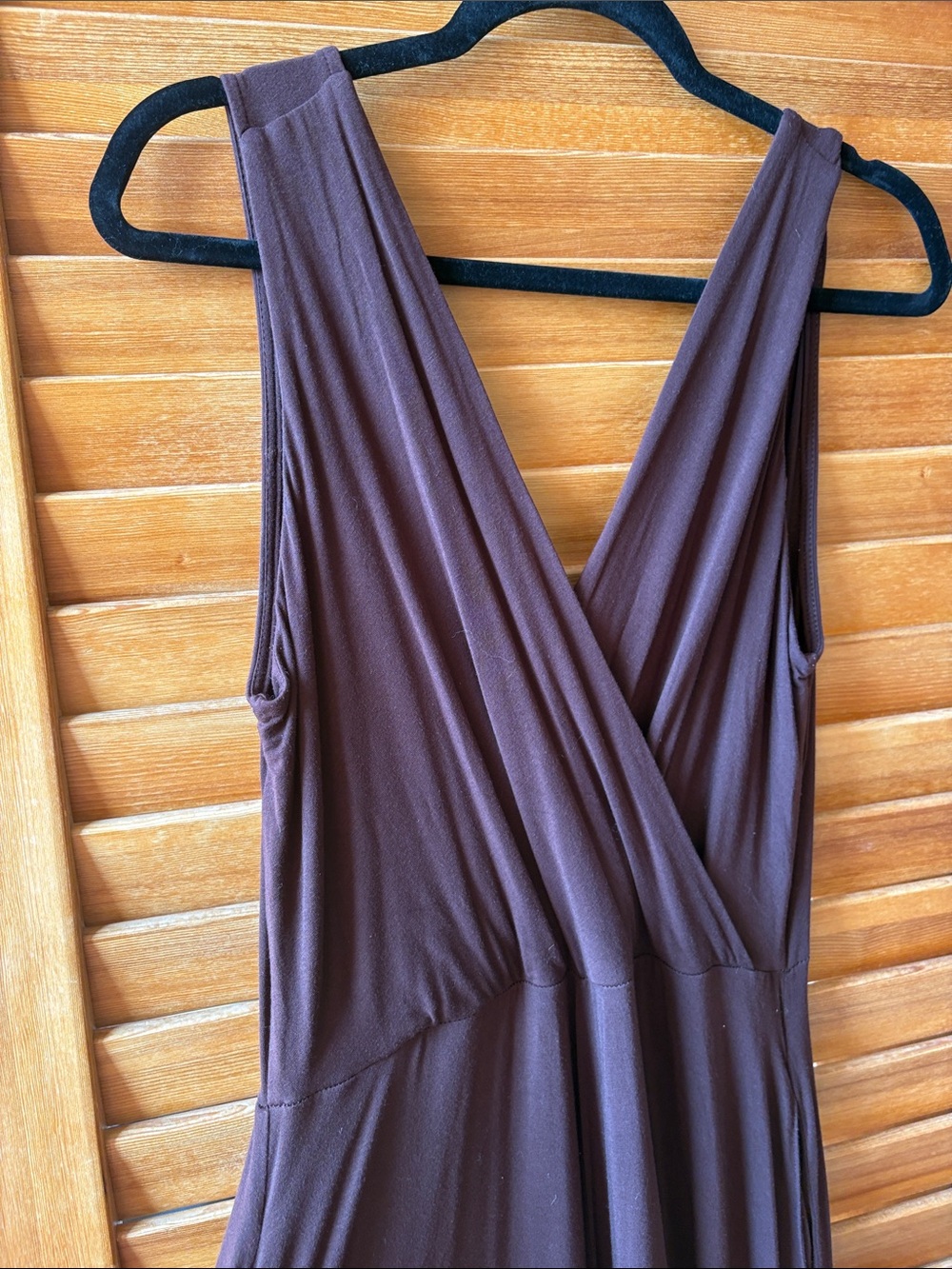 Sleeveless V-Neck Maxi Dress in Dark Brown Large Blue - Picture 2 of 5